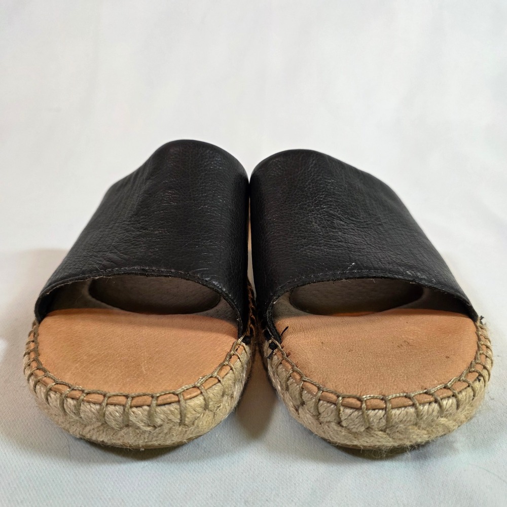 BORN Drilles Black Leather Espadrille Slide‎ Sandals Womens 8M - Picture 2 of 6